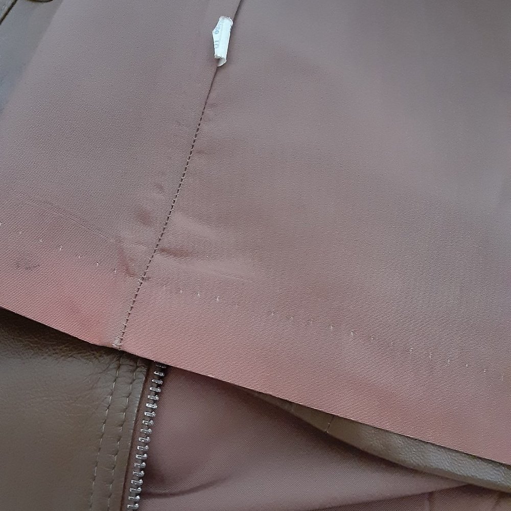 Peter Caruso Light Brown Leather Jacket Long Moto - Picture 6 of 6